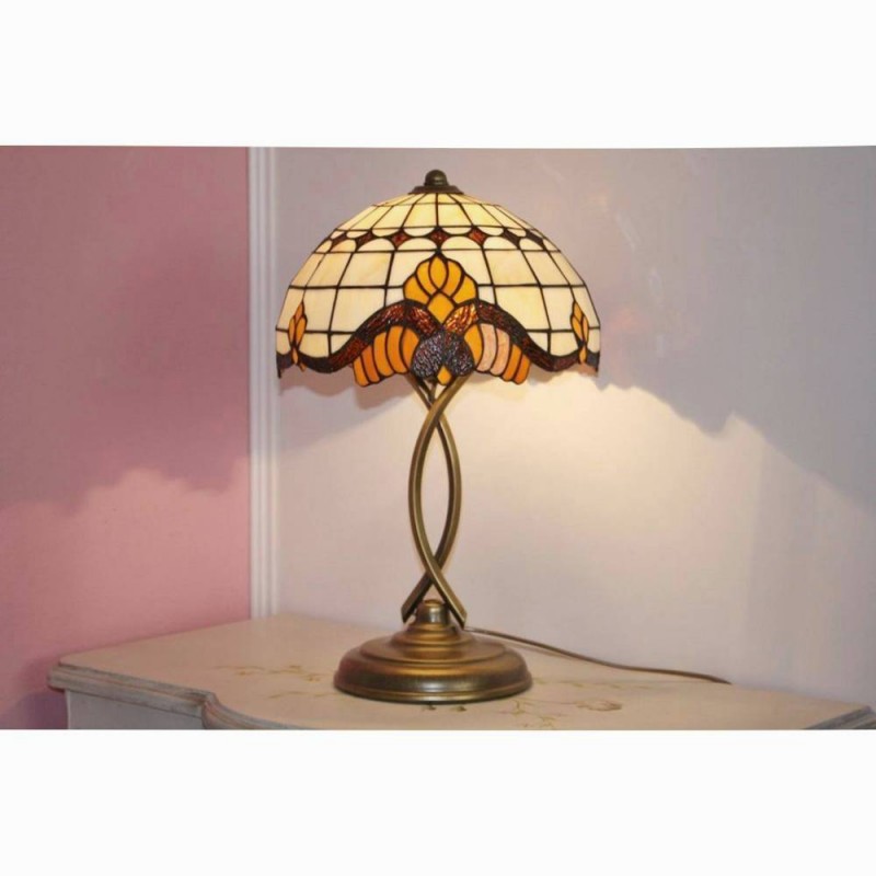 Tiffany stolní lampa LBB30, 48 cm Barokní elegance rozsvícená