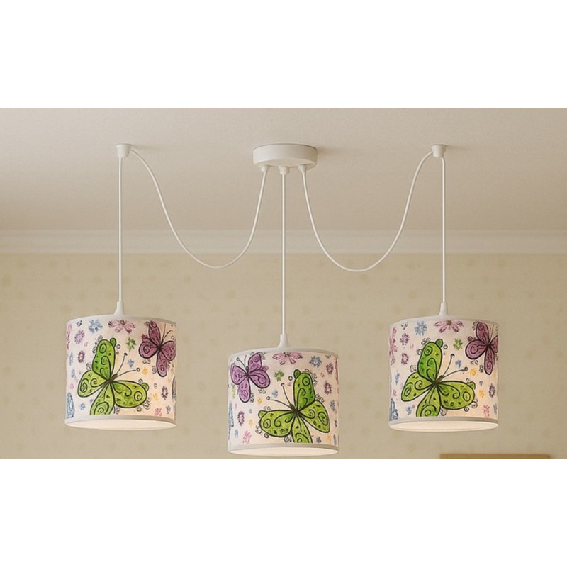 Dětský lustr SLP3033M „Pavouk“ 3x stínidlo Motýl