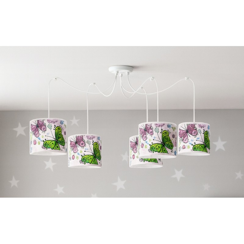 Dětský lustr SLP3034M5 „Pavouk“ Motýli (5 stínidel) (VO)