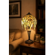 Vitrážová stolní Tiffany lampa Palma 22x48 cm rozsvícená v interiéru
