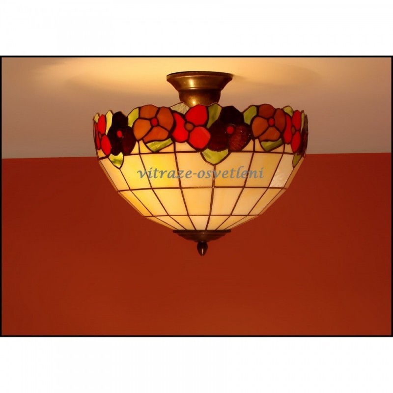 Vitrážový stropní lustr Sasanka Ø30 a 40 cm – Tiffany styl / VO