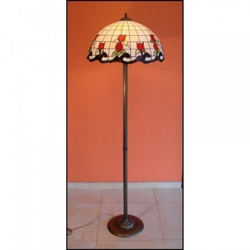 Vitrážová stojanová lampa Růže 50-ST, Ø50