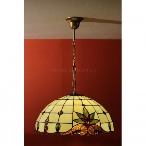 Tiffany vitrážový lustr ZM Ø41 rozsvícený- ruční výroba Tiffany technikou
