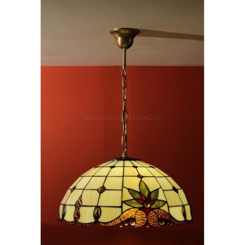 Tiffany vitrážový lustr ZM Ø41 rozsvícený- ruční výroba Tiffany technikou