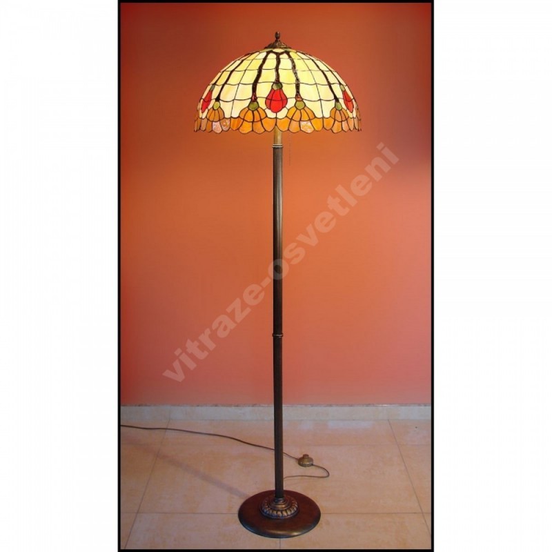 Vitrážová stojací lampa Flor 50, Ø50 - 160 cm