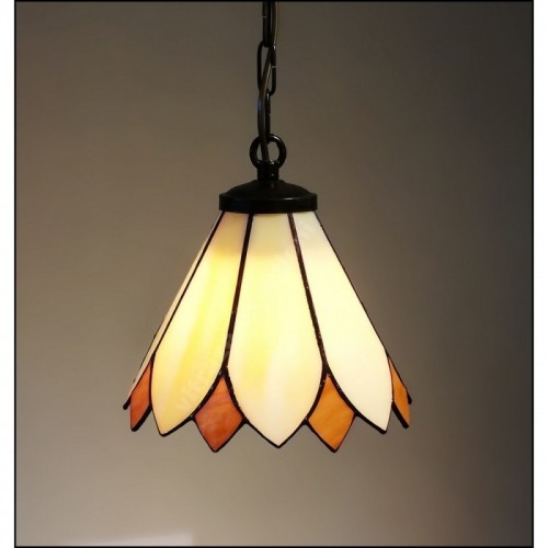 vitrážový tiffany lustr závěsný Kira o průměru 20-cm rozsvícený- kovová stropnice a závěs řetěz