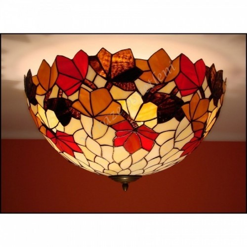 Vitrážový stropní lustr List Kaštanu Ø50