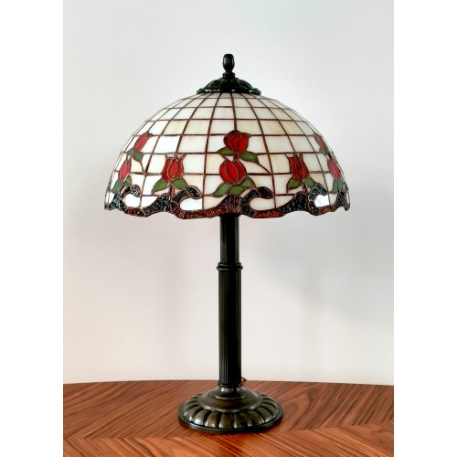 Vitrážová stolní lampa Růže 30-S, Ø30
