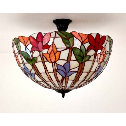 Vitrážový stropní lustr Lotos 50
