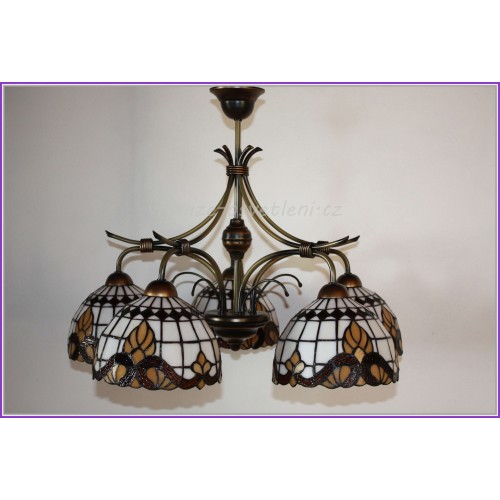 Vitrážový lustr Tiffany MERLAND-Rols 5 ramen 5OME20 (VO)