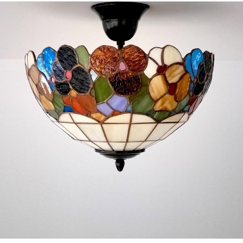 Vitrážový stropní lustr Bratki Azur 30, Ø30