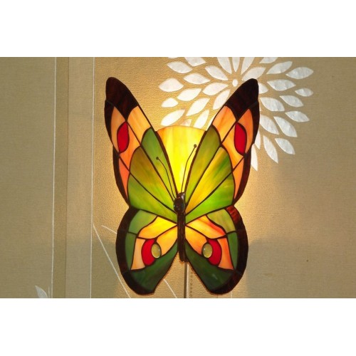 Nástěnná vitrážová lampička motýl PZMN (VO)
