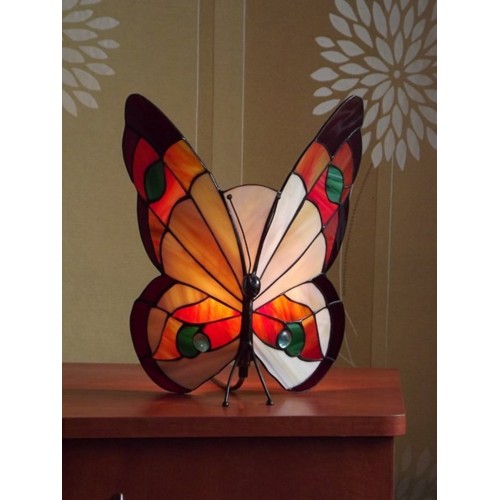 Stolní vitrážová lampička motýl PZB (VO)