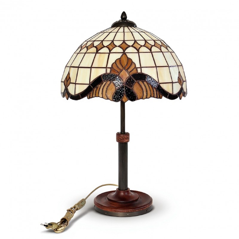 Stolní vitrážová Tiffany lampa Baroko Káry DS ∅30 (VO)